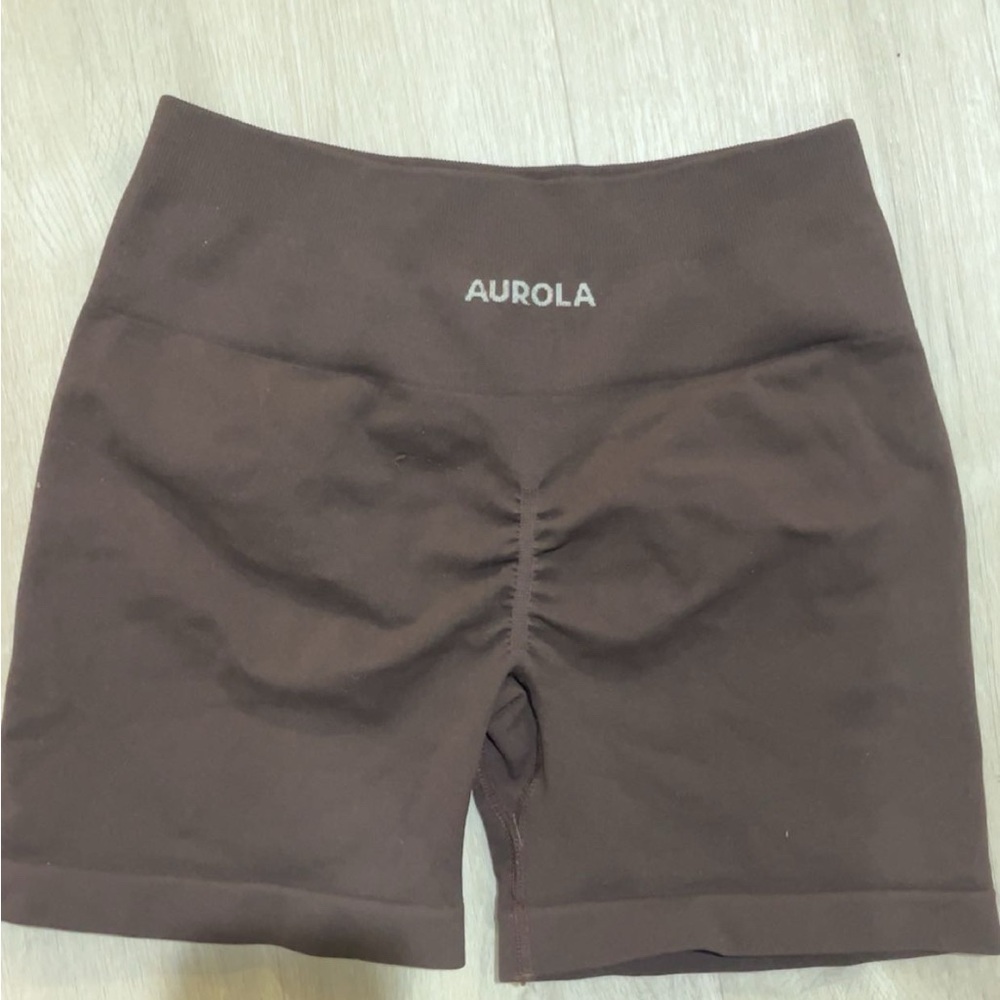 Brown Athletic Shorts with Elastic Waistband and Relaxed Fit